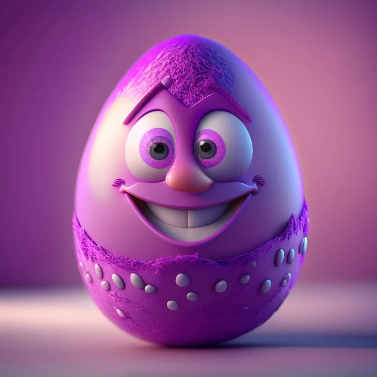 3d egg character, cute happy pixar face, pink and purple color scheme, intricate details, 8k,sharp focus,hyper realistic, sony 50mm 1.4