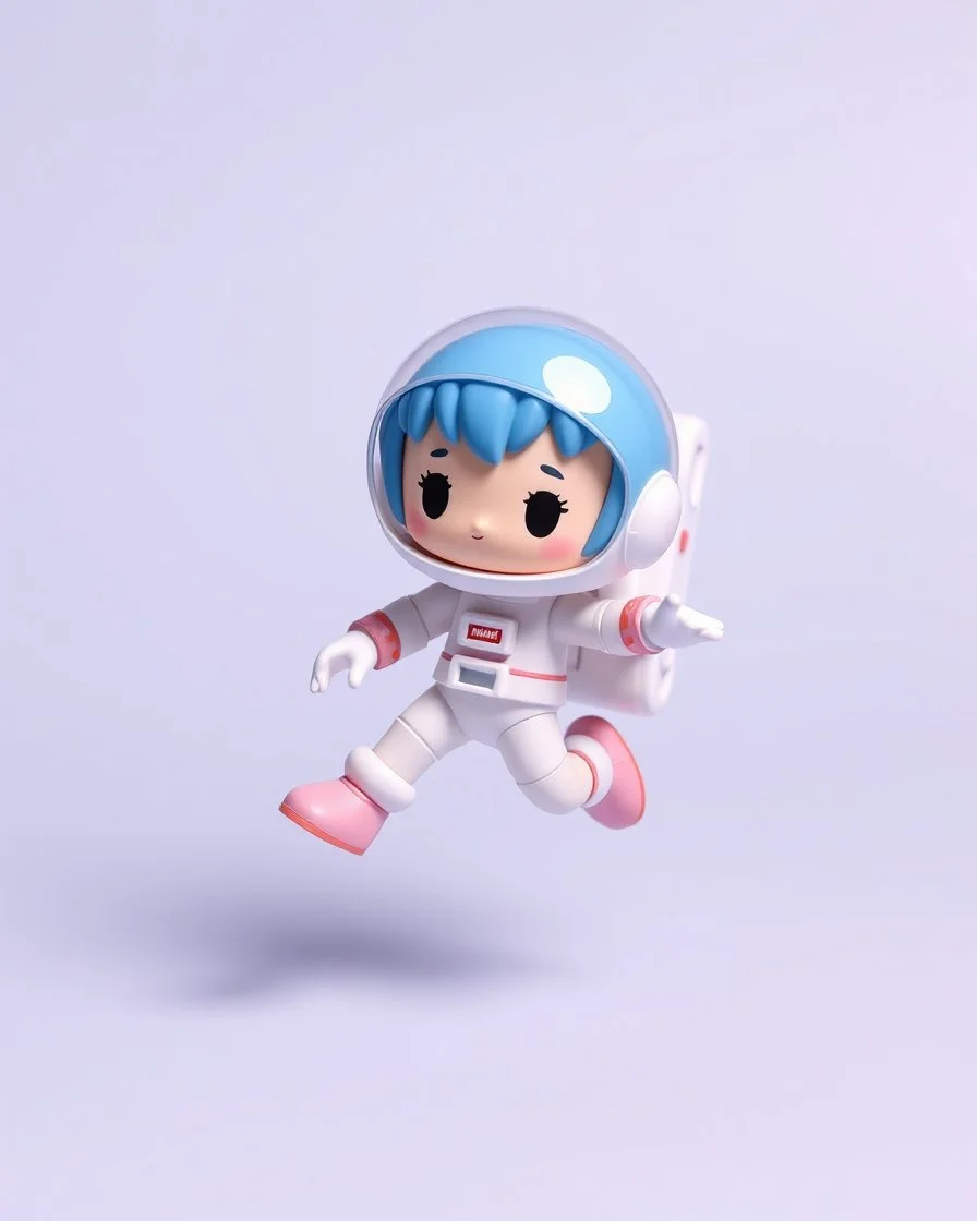 popmart's spacemolly figurine, floating on solid background color