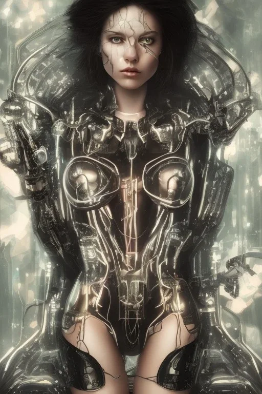 cyberpunk, black latex body, women, body portrai, highlight eyes perfect, skin, tron, cyborg, perfekt sexy, real, dream, hr giger