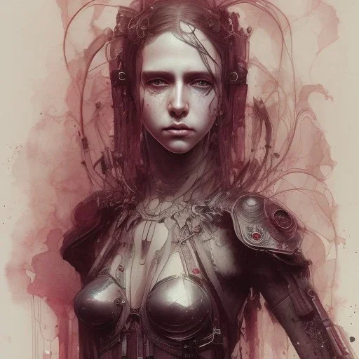 Singer Danish MØ face, Style cyberpunk, watercolor illustration by <agnes cecile> <John Kenn Mortensen> <Yoji Shinkawa>,