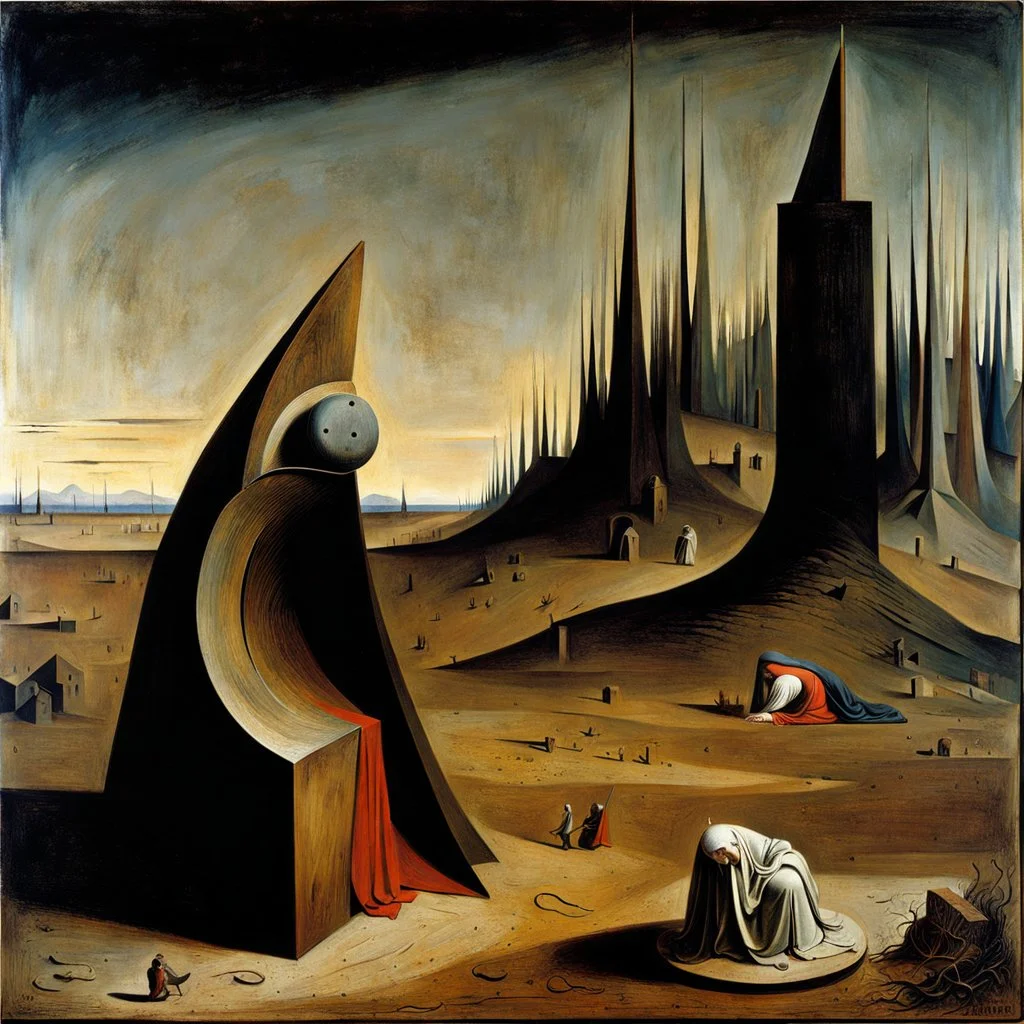 Nothingness and distressing anguish old wooden figure wasteland night Max Ernst Hieronymus Bosch