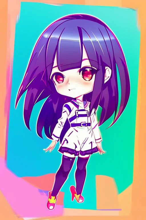 The overall style should be colorful, vibrant, and eye-catching, with a touch of anime and manga aesthetics. The character can be drawn in a chibi or SD style, or in a more detailed and realistic way, depending on the artist's preference and skill level. The composition should balance the girl and the sign, with enough negative space to highlight both elements.