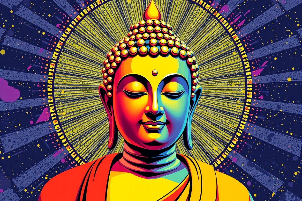 pop art pixels 1000 images budha in the style of picasso