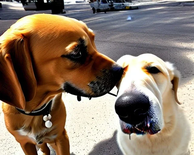 dog sniffing dog