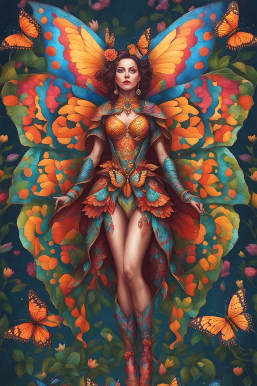 Full body Beautiful anthropomorphic lady butterfly colorful art conceptual, amazing artwork, hyper detailed, ultra maximalist quality, 12k