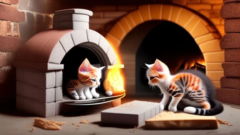 baking kittens in a brick oven