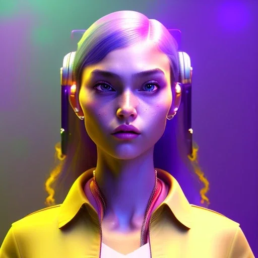 waitress teenager, rounded face, shirt, vibrant color, cyberpunk style, highly detailed, art stations, concept art, smooth, unreal engine 5, god rays, ray tracing, RTX, lumen lighting, ultra detail, volumetric lighting, 3d, finely drawn, high definition, high resolution, gradient background