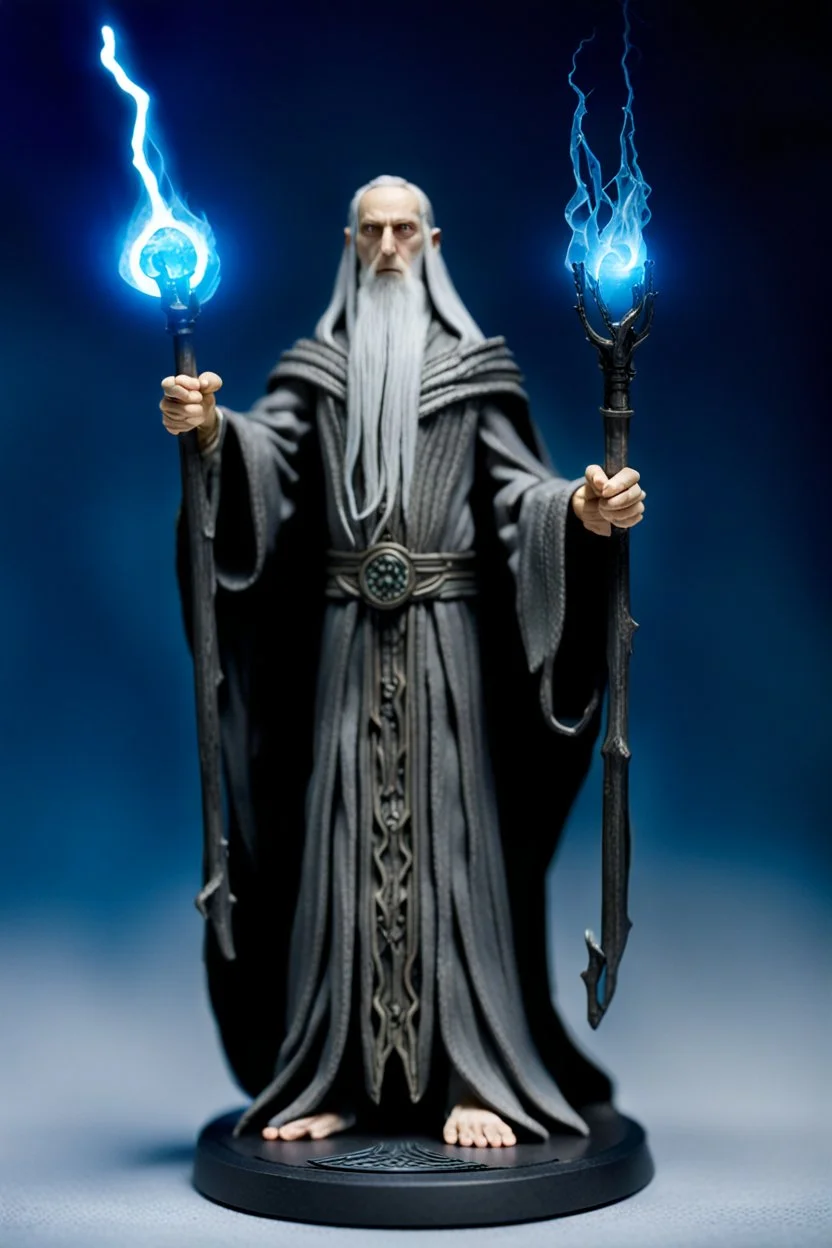 Action figure of Saruman as an electric necromancer