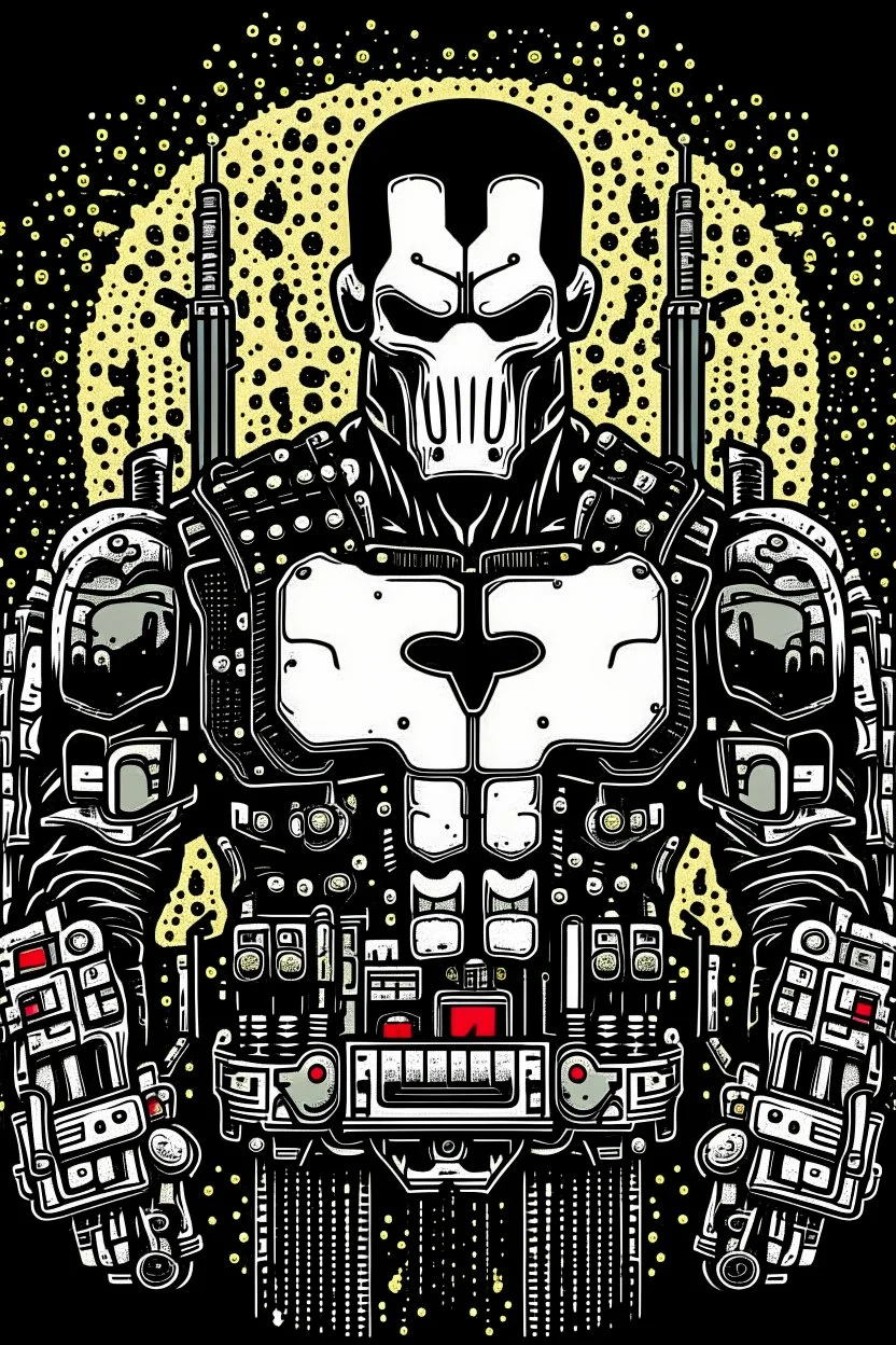 punisher sku;; robot in the style of Hiroshi Nagai