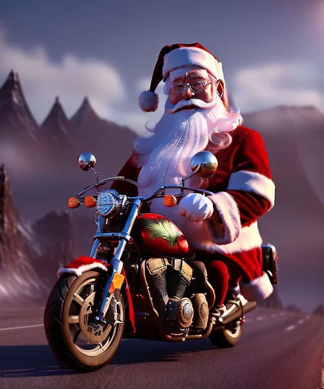 happiness world motorrad und weihnachtsmann fantasy art