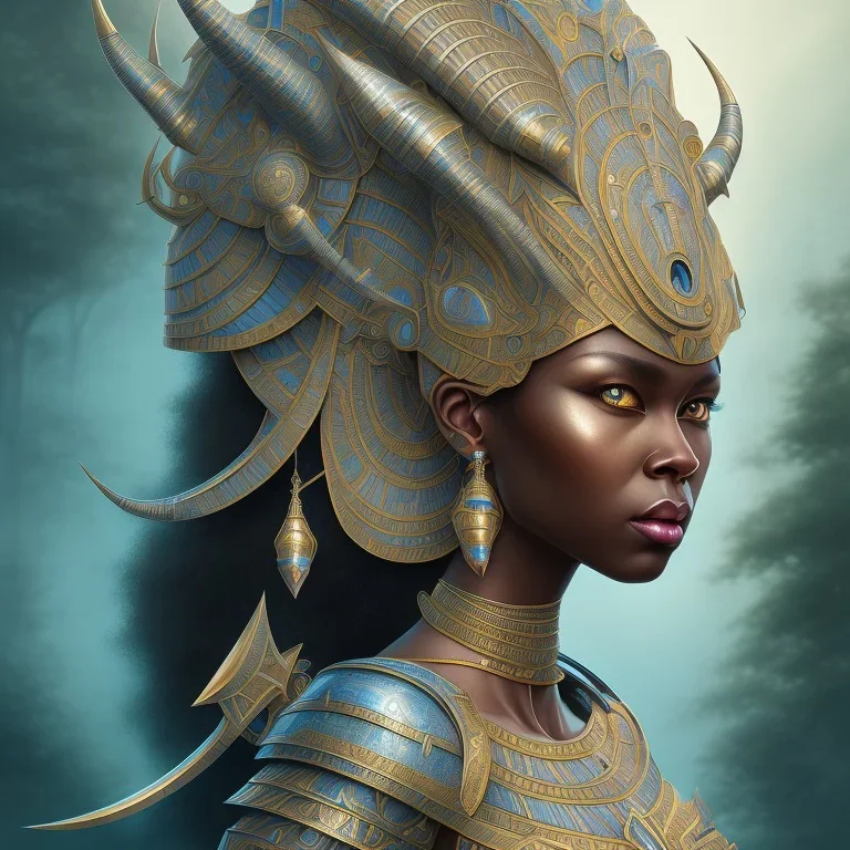 sango fantasy, fantasy magic, intricate, sharp focus, illustration, highly detailed, digital painting, concept art, matte, masterpiece head sexy African beauty black afro hair earth lady silver tiger head Egyptian princess pyramid