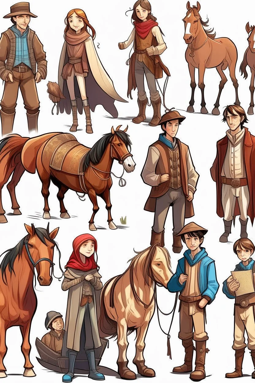 Draw me an image of harray potter characters, but all are horses