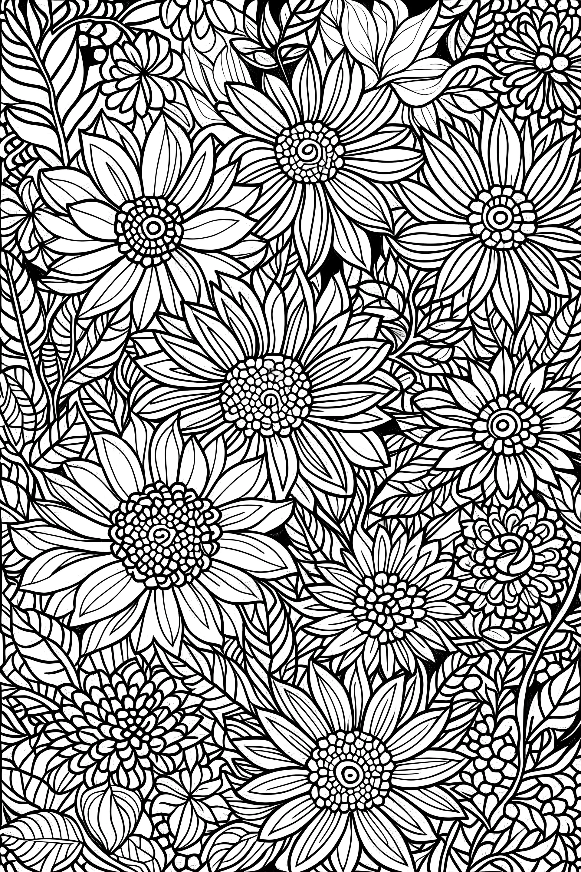 coloring book image of flowers