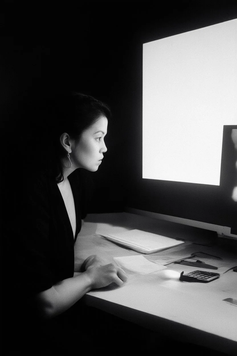 solana king liquidation flush shadow face in a dark room looking at computer oracle of delphi seeing the future in the style of surrealism black and white