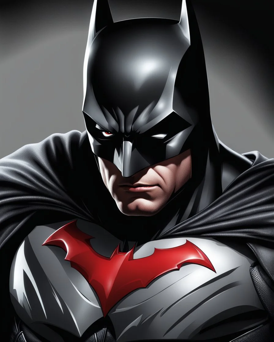 Retrato, Batman negro, rojo y plateado, Arte Digital,calidad ultra, hiperdetallado, 8k