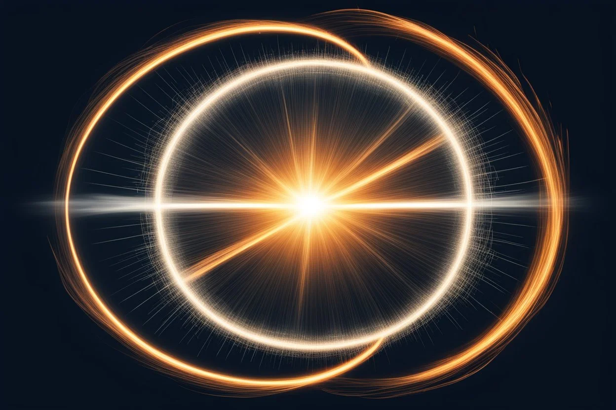 rotating circle of energy(bottom and right) giving off sparks, smoke trail across(bottom and then up left), as a vector