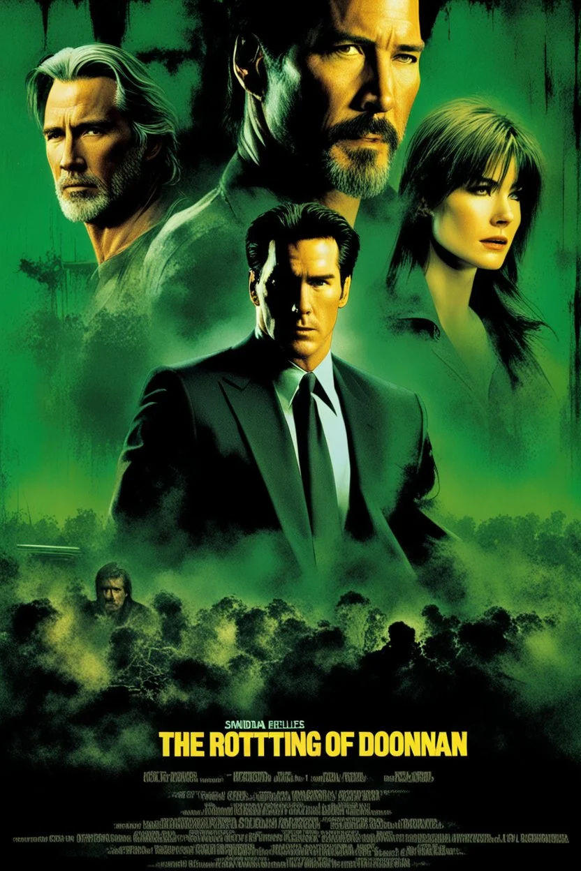 Movie poster -- text "The Rotting Corpse of Jimmy Doonan" starring Keanu Reeves/Sandra Bullock/Arnold Schwarzenegger/Dolph Lundgren/Mel Gibson