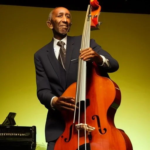 https://s3images.coroflot.com/user_files/individual_files/226181_uBz61P_Jm5HgBYwm4kFQRmvVL.jpg Image of Ron Carter playing stand-up bass, full body, bass player, style of Thomas Marsh