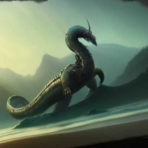 franz frazetta style,sea serpent