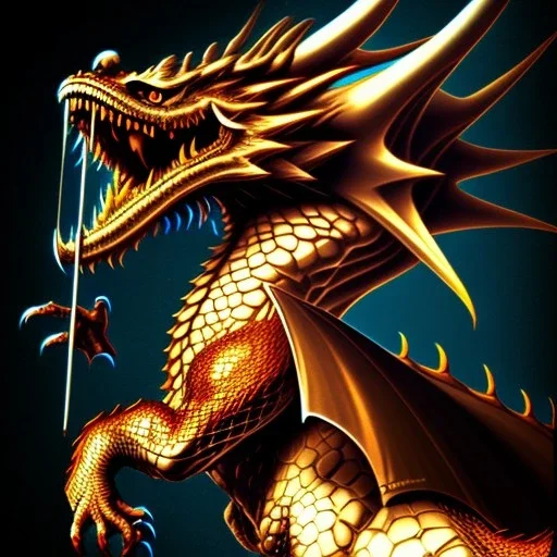 Dibujo de un dragón en una montaña con estilo de Caravaggio