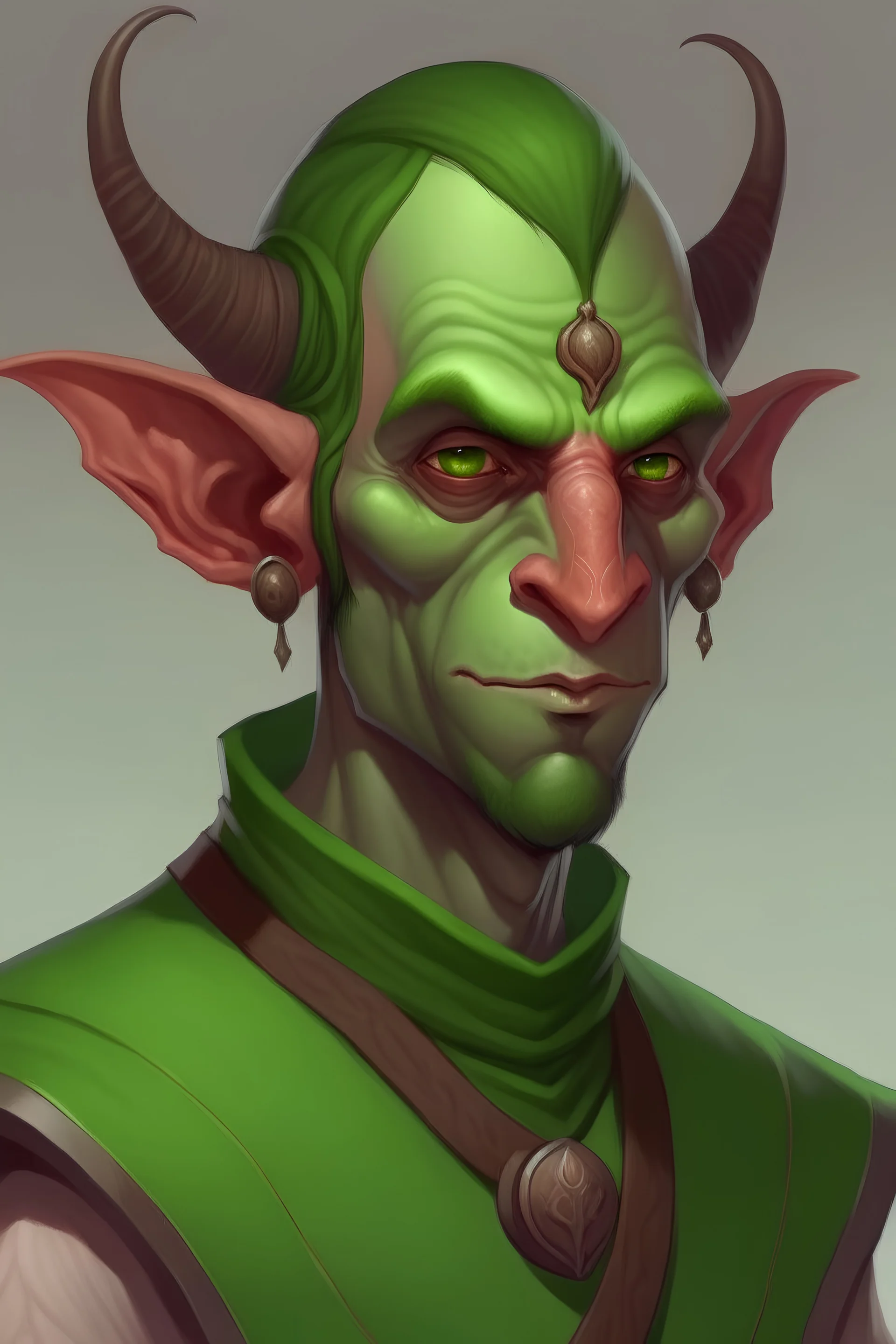 Male green tiefling no hair