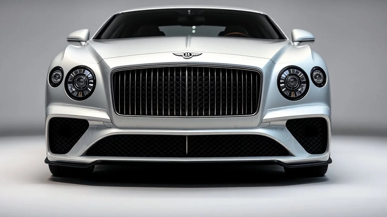 a luxury sedan car with aggressive front, with circular headlights like bentley
