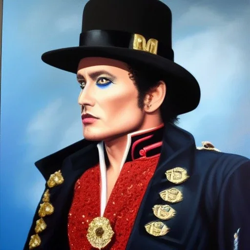 Full body portrait, painting, medium shot lady style of Adam Ant