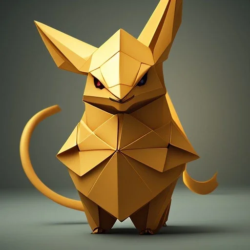 Origami, Mystery pokemon,Ambiance dramatique, hyperrealisme, 8k, high quality, lot of details, fit within portrait