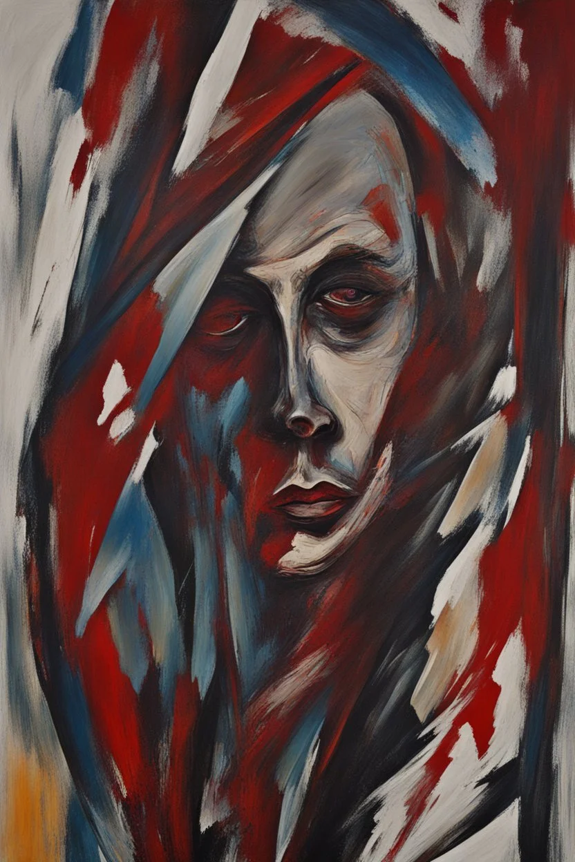 Abstract art, a lonely blooded man with her