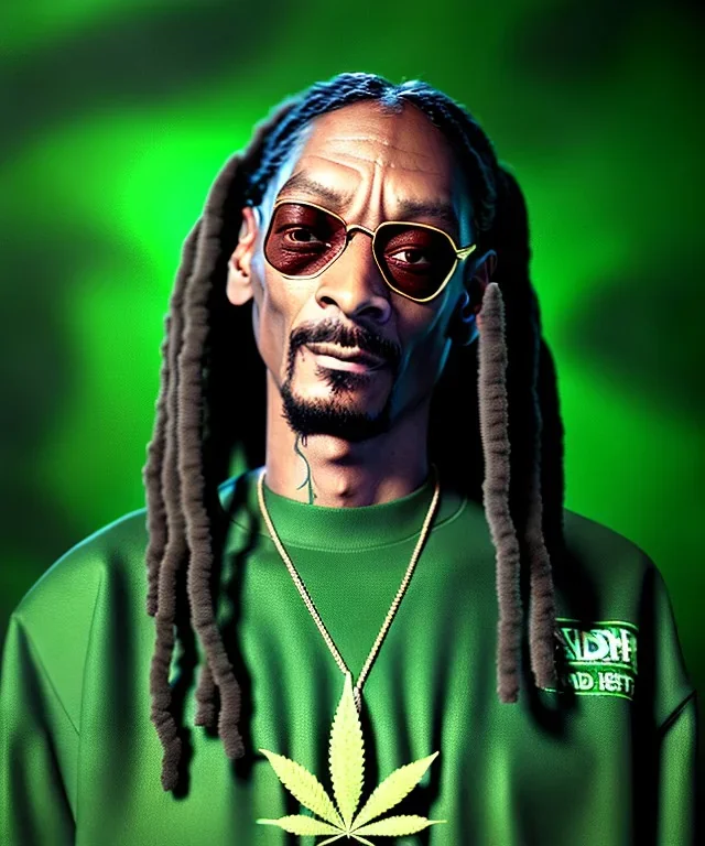 Snoop Dogg, weed smoke, dollars, jungle background, hyper realistic