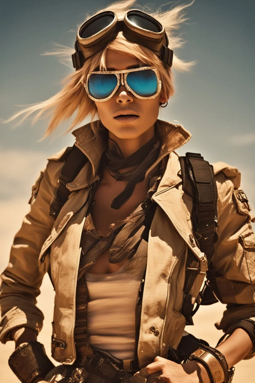 [bokeh] Tank Girl peers out across the blasted desert landscape, her aviator shades shielding her eyes from the blinding glare of sun on sand. The weirder the better, as strange vistas stretch all around under the bleached blue sky. It gets worse every year. They always want something new. Bigger monsters. Odder outsiders eking out survival in the wastes. You dig deeper into my dreams. You feel it, you know... whatever I draw... You know you can stop it... You won't stop it. You live through you