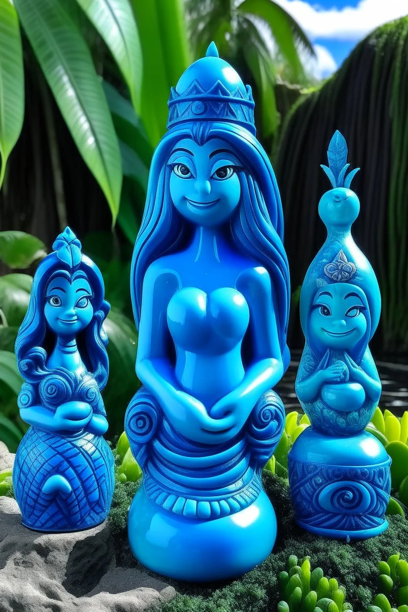 A beautiful blue mermaid kingdom with Hawaiian tikis