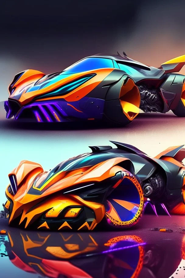 A combination of ultra-advanced car and crazy Max fighter, super sporty, with color and nano technology