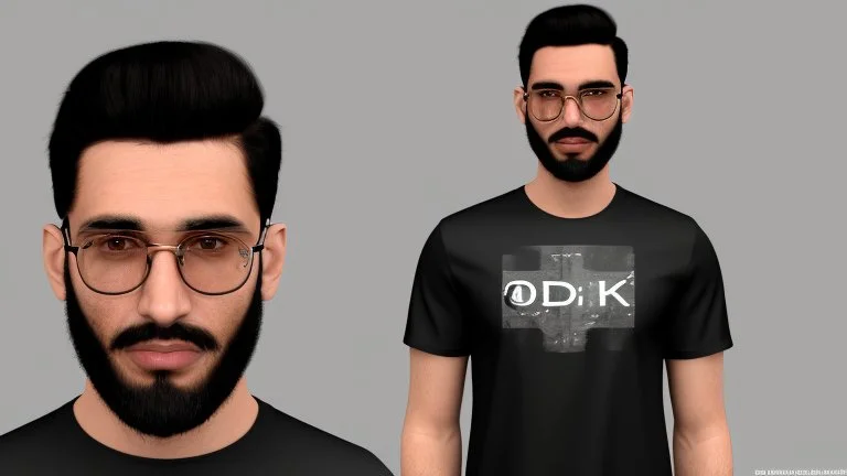 a single man, an Arab from the Middle East, he has a beard, who wears a gold chain, with a t-shirt marked ODK, wears a black baseball jacket with the mark ODK, which bears black sunglasses, with a black baseball cap with the initials ODK. at night, in the city center, at night.