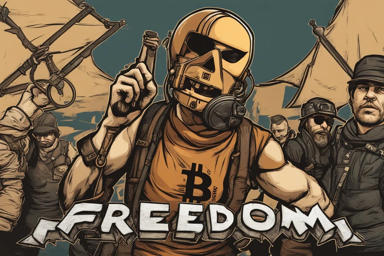 freedom fighter crypto degen bitcoin anarchist rising up