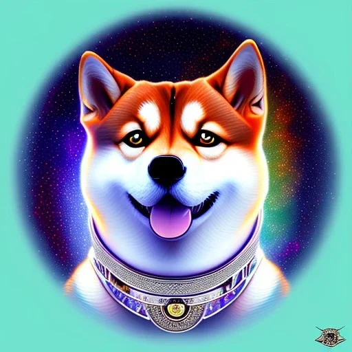 shiba inu starry eyes, psychic ethereal orbs, spaceforce collar