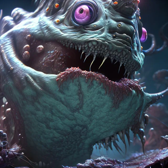 fluid ink angler fish creature, unreal engine 5, 8k resolution, photorealistic, ultra detailed