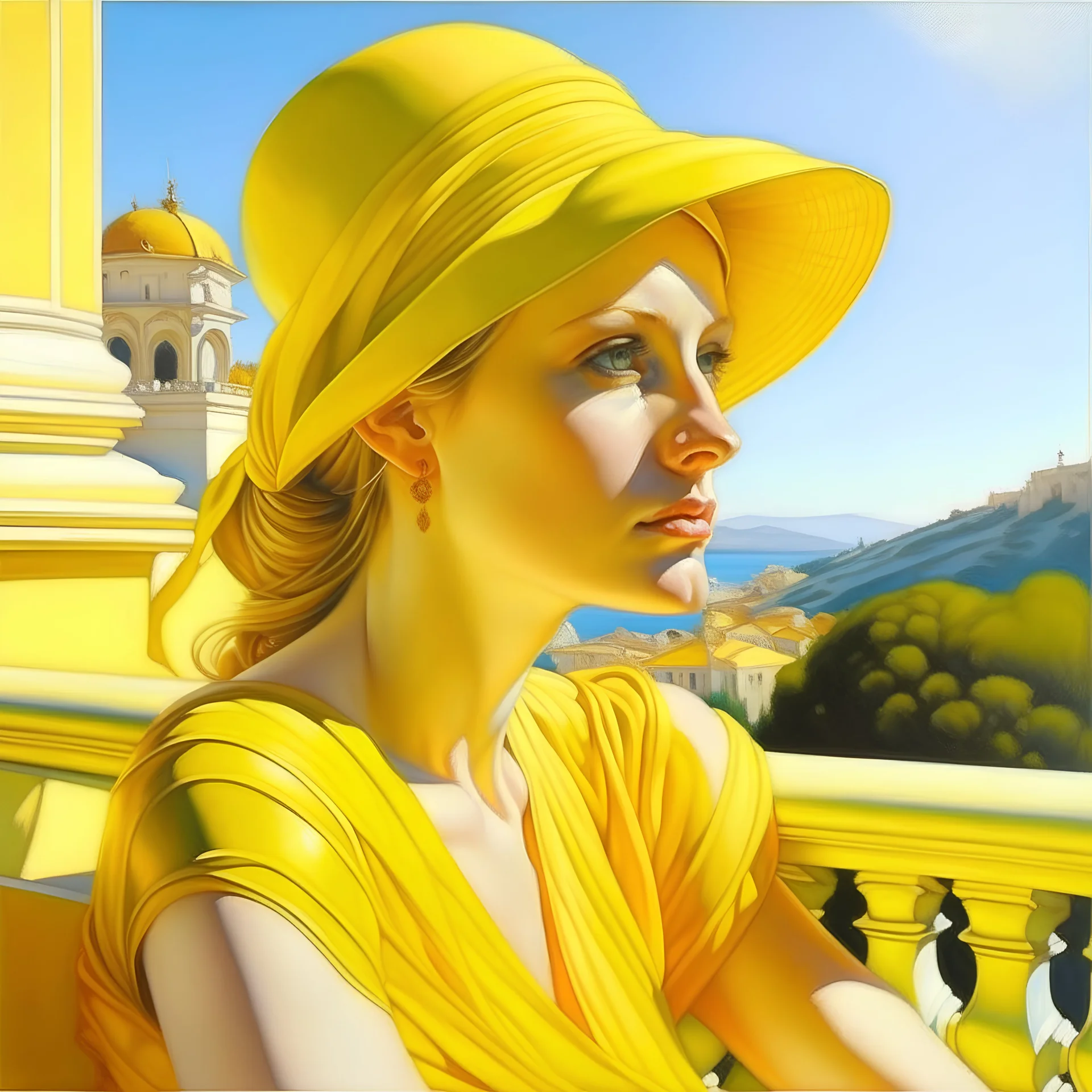 Neoclassicism woman realistic yellow cote d'azur