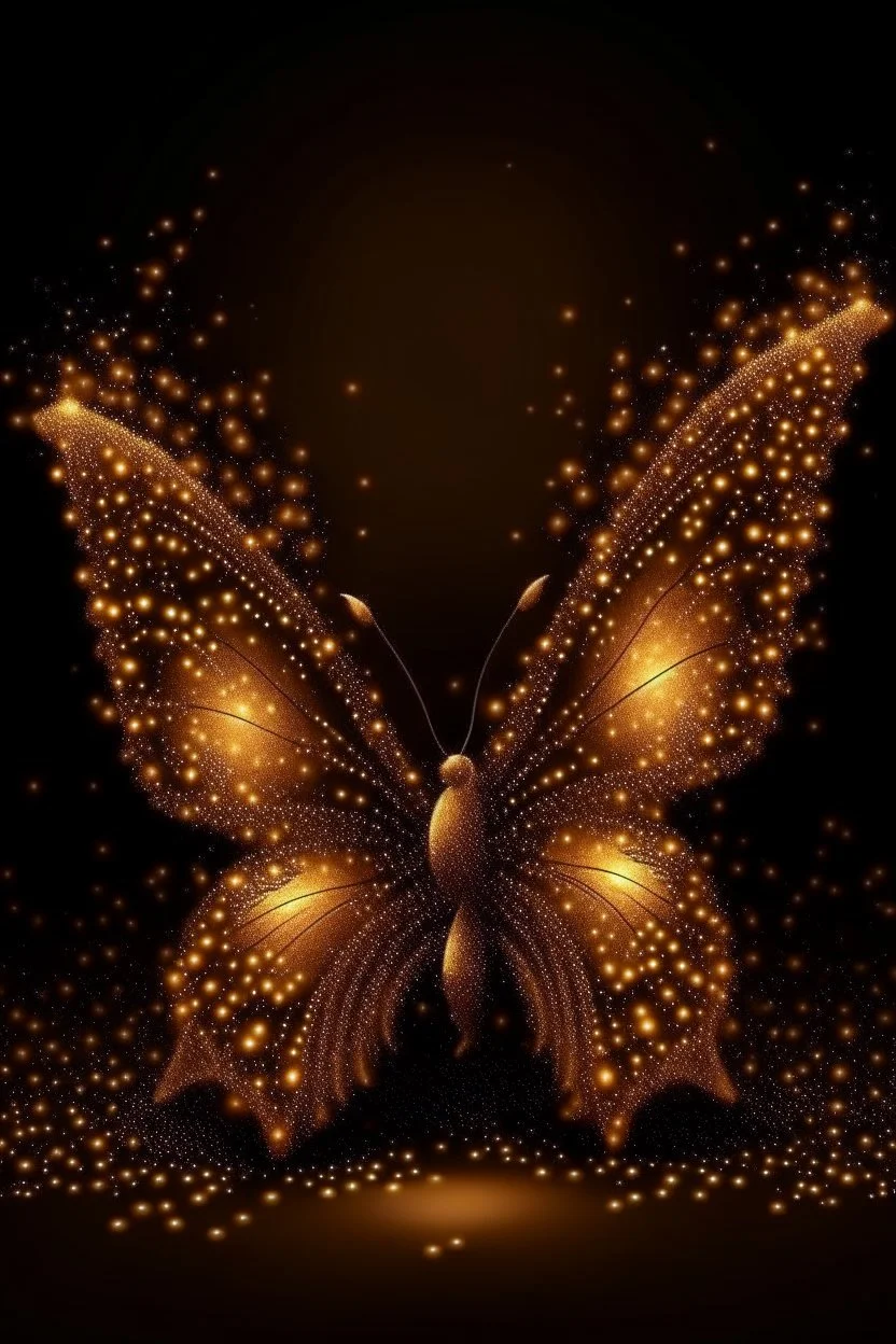 Luminous Light Brown butterfly Fireworks and manure full of stars