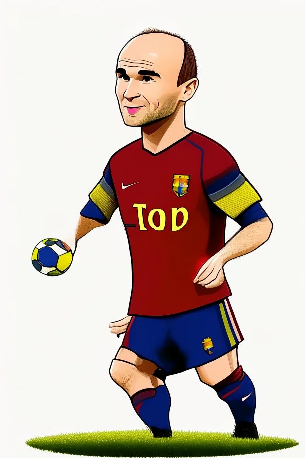 Andres Iniesta football player ,cartoon 2d