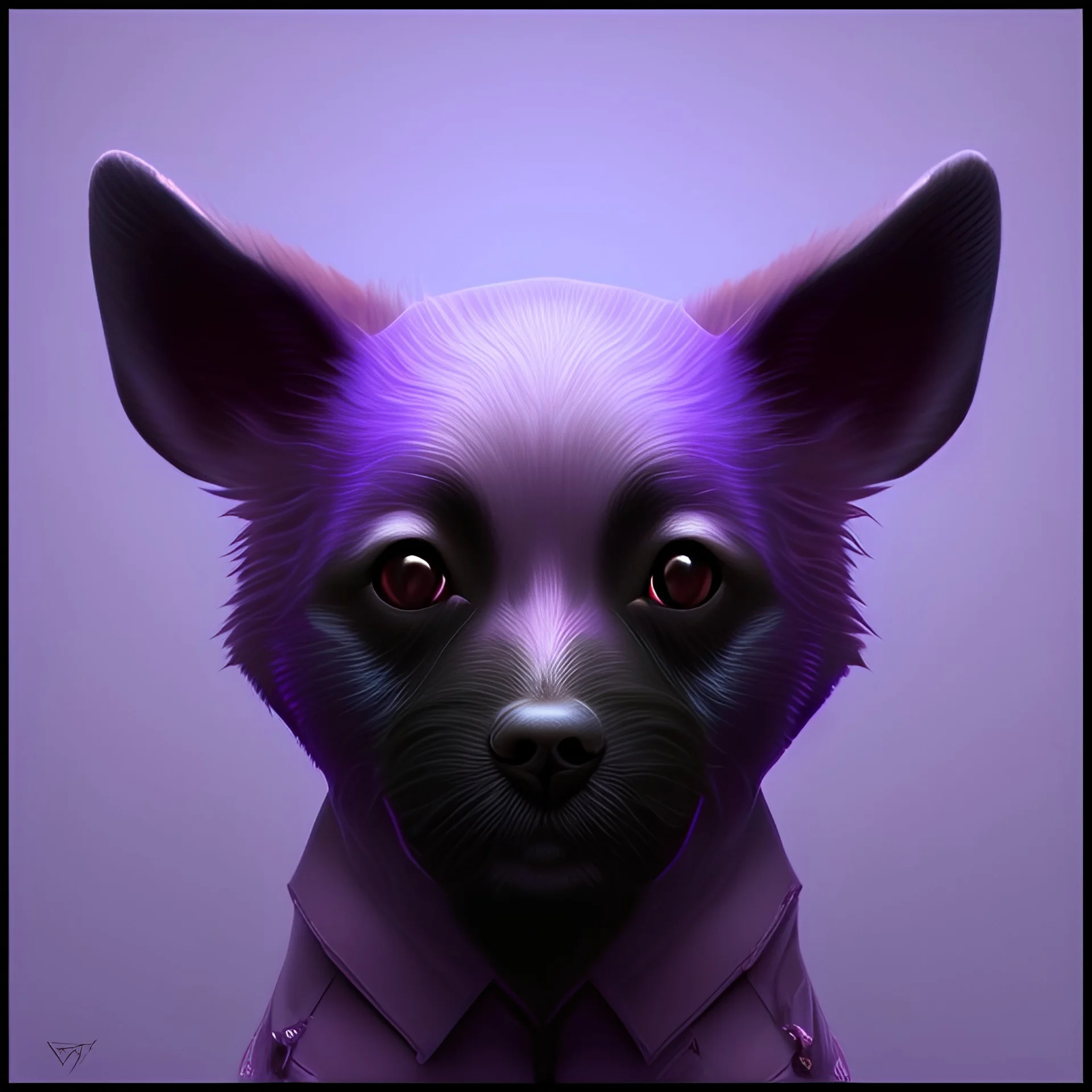 goth dog, purple-black color scheme, 8k resolution, dynamic lighting, reflective surfaces