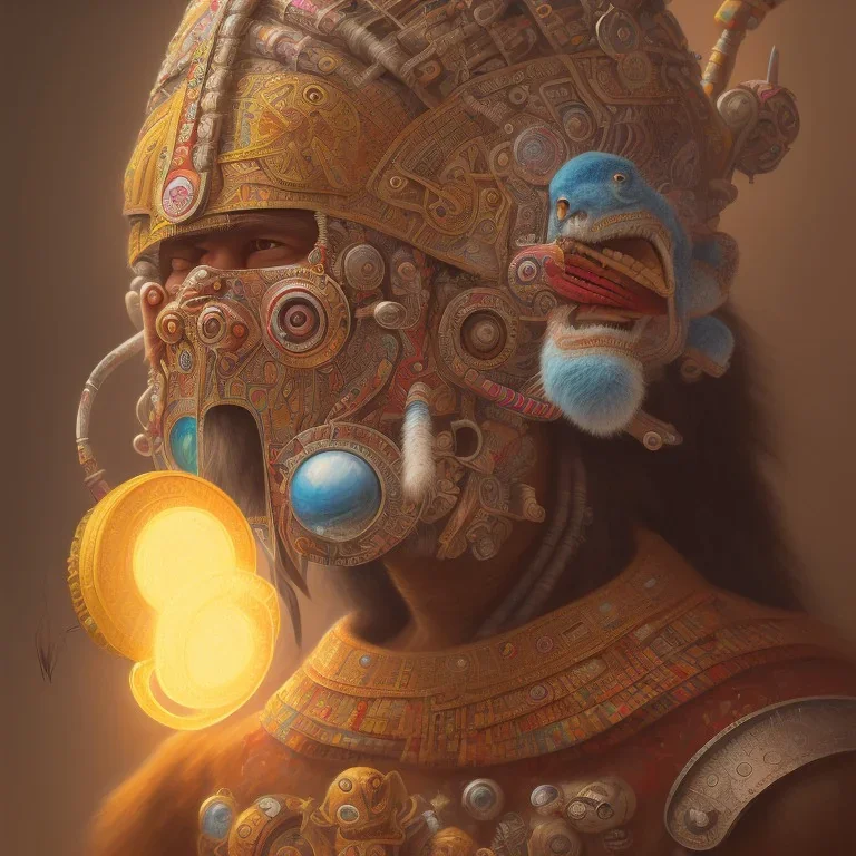 Inca warrior, aztec, rich deep colors masterpiece, sMartin Wittfooth, Luigi Spano, Mandy Jurgens, stellar photography, No skin, muscles showing, flesh, human face anatomy, Close-up, Portrait, Photorealism, crumbles into pieces, Melancholie, Lumen Reflections, Photojournalism, , rich details, ultra-HD