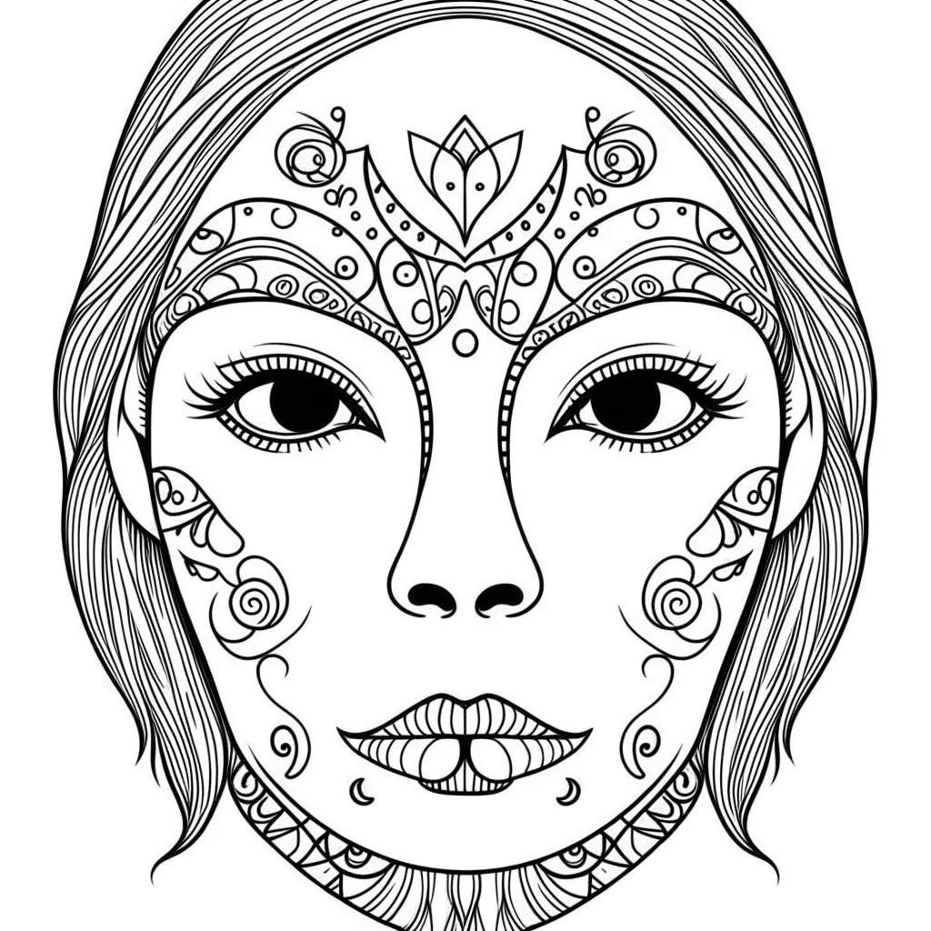 sugar skull, "Intricate Calavera Designs", full view, realistic face, coloring page, only draw lines, coloring book, clean line art, –no sketch, color, –ar 3:4, white background, minimalistic black lines, minimal black color, low level black colors, coloring page, avoid thick black colors, thin black line art, avoid colors, perfect shape, perfect clear lines,