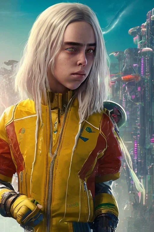 Billie Eilish, cyberpunk2077, booty, photorealistic