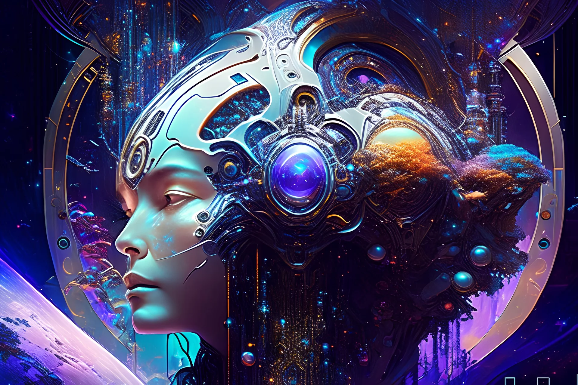 Artificial Intelligence album cover, objects, computer, spaceship, futuristic, Leadership, codding, details, yin and yang, composition, objects artificial intelligence, coding, cipher, high-tech, technology, code & machine, leadership, code, sci-fi background, Breathtaking Fantasy core Artwork By Android Jones, Jean Baptiste Monge, Alberto Seveso, Erin Hanson, Jeremy Mann. Intricate Photography, A Masterpiece, 8k Resolution Artstation, Unreal Engine 5, Cgsociety, Octane Photograp