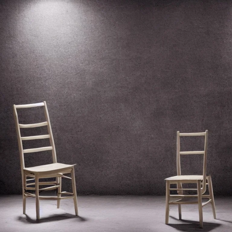 a chair on stage under spotlight