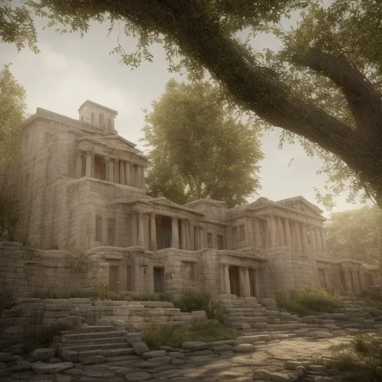 12 houses sanctuary of athena, realistic, 3d, render, 8k,