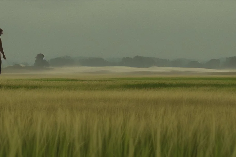 man touching grass by Roger Deakins