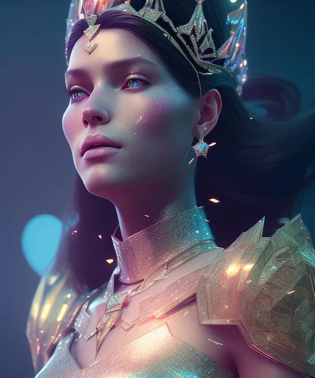 A portrait of a crystalised queen, atmospheric, realistic, unreal engine, cinematic lighting, octane render.