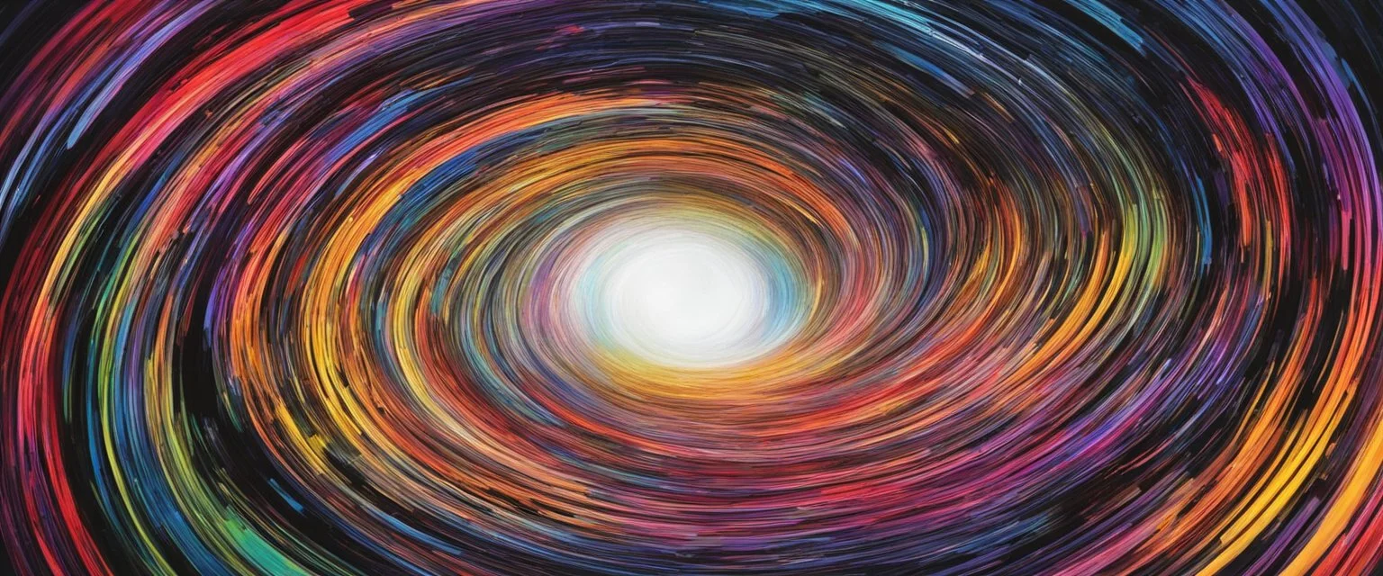 colorful, rainbow, A visually striking and abstract representation of the void and a black hole